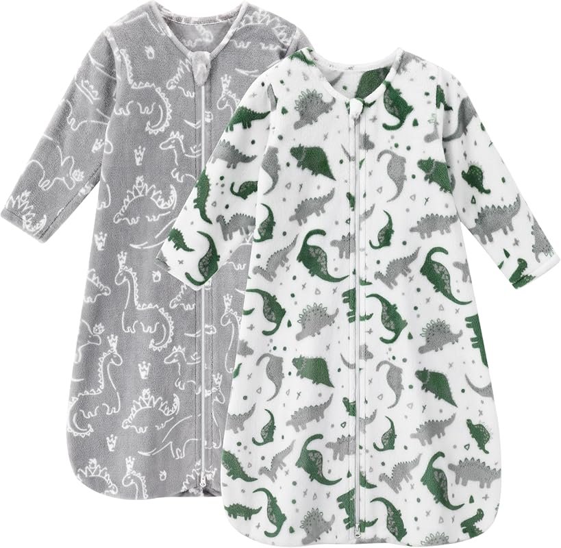 Unnivoll Fleece Baby Sleep Sack, 6-12 Months, Long Sleeve 2.0 Tog, Gre
