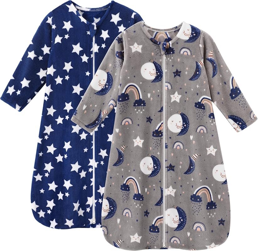 Unnivoll Fleece Baby Sleep Sack, 6-12 Months, Long Sleeve 2.0 Tog, Blu