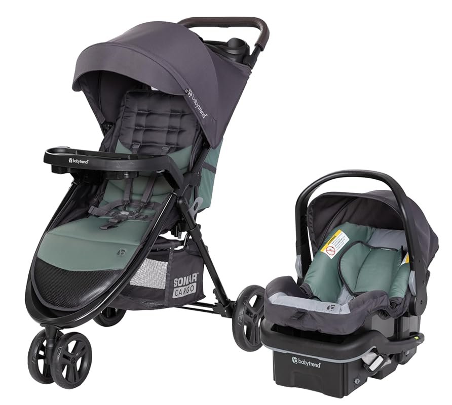 Baby Trend Sonar Cargo 3-Wheel Travel System, Spacious Storage, Desert