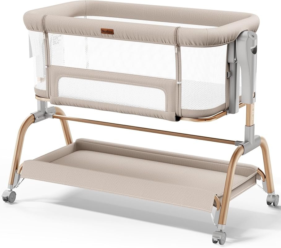 NeoBorn 3-in-1 Baby Bassinet with Rocking Mode, Breathable Full-Mesh,