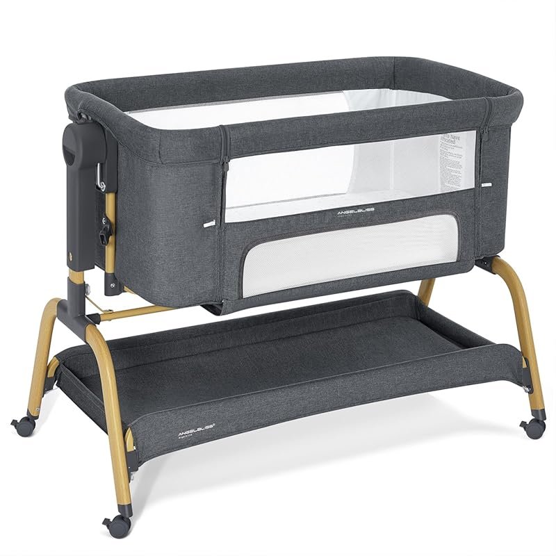 ANGELBLISS 3-in-1 Rocking Baby Bassinet with Mattress, Wheels, Adjusta