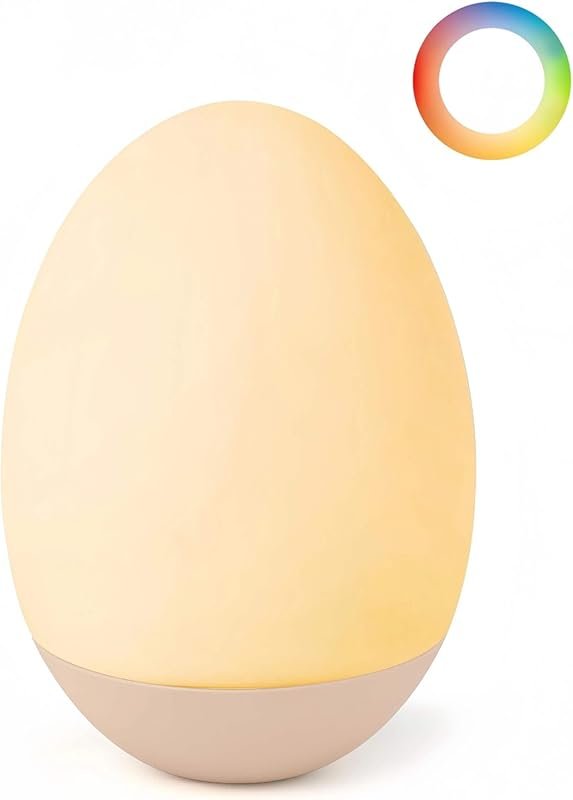 Portable Egg Baby Night Light, Rechargeable Touch Lamp with 7 RGB Colo