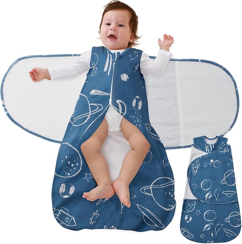 1.0 Tog Baby Swaddle Sleep Sack, Newborn Wearable Blanket for Better S