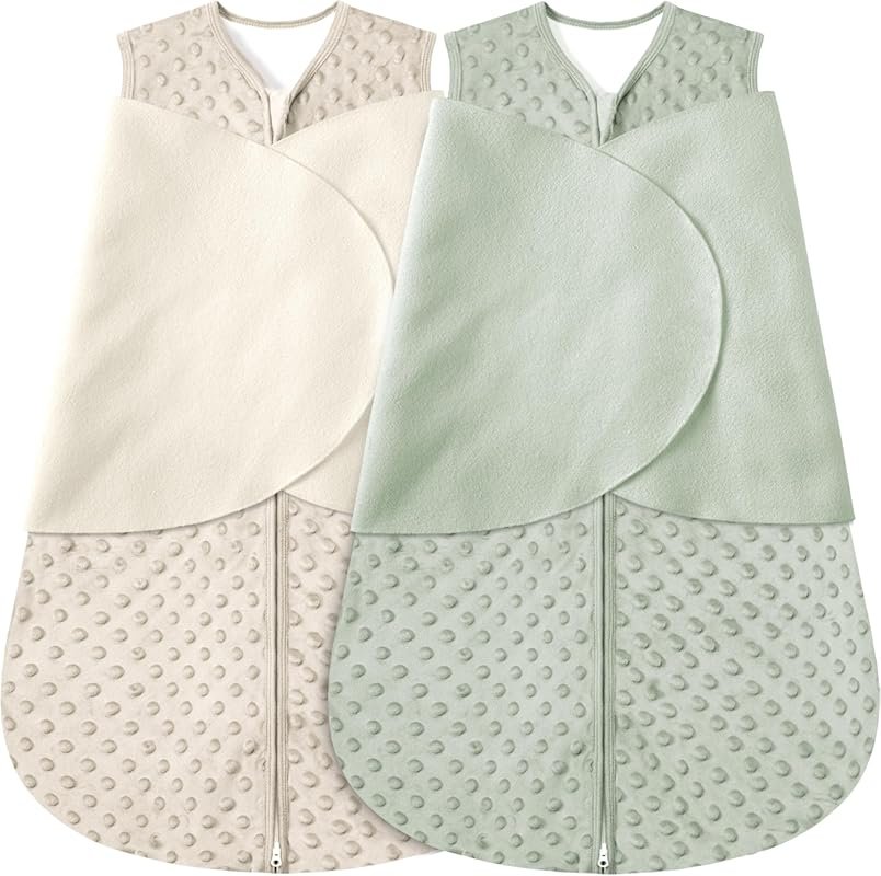 BSTOPPT Newborn Sleep Sack, 3-Way Adjustable Wearable Blanket, Beige &
