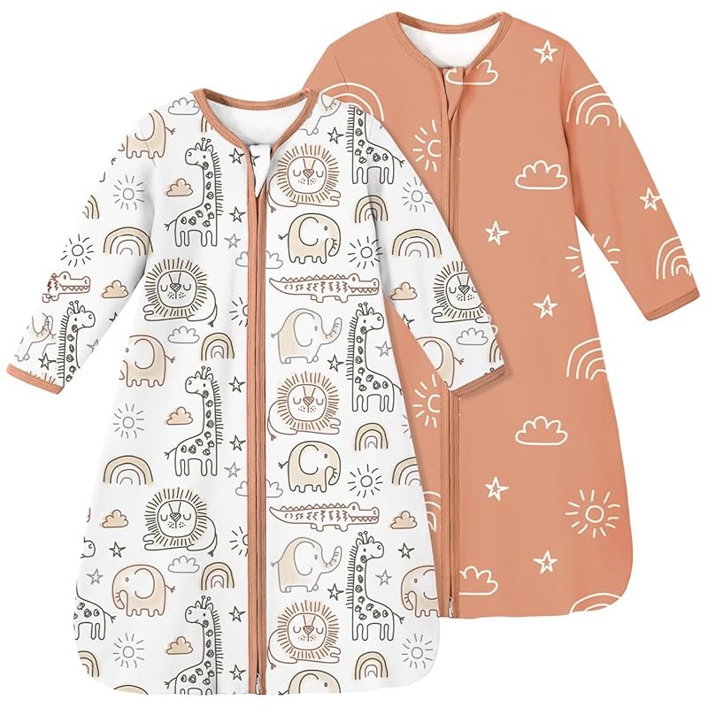 Yoofoss Baby Sleep Sack 3-6 Months, Organic Cotton Long Sleeve Wearabl