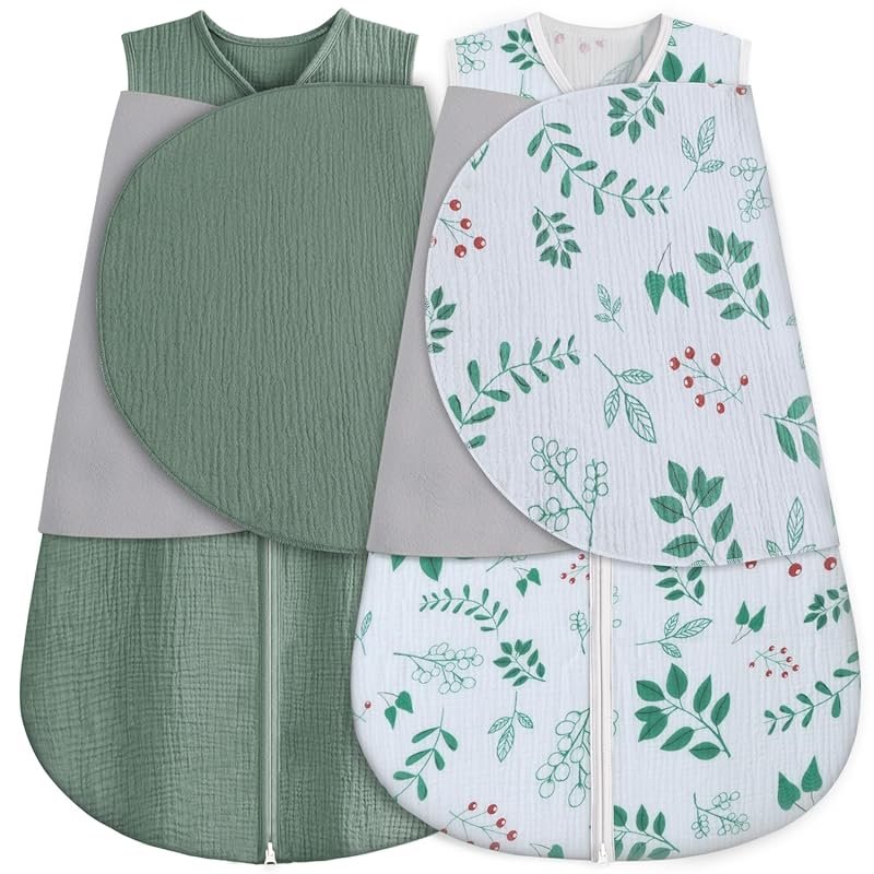 BSTOPPT Muslin Cotton Newborn Sleep Sack, 3-Way Adjustable Swaddling B