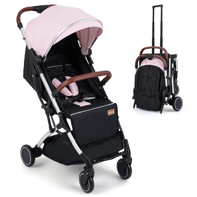 INFANS Travel Stroller, Lightweight Compact Baby Stroller, One-Hand Fo